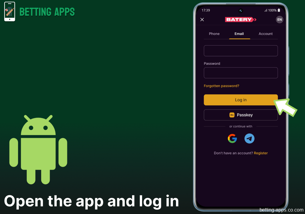 Open the app and log in