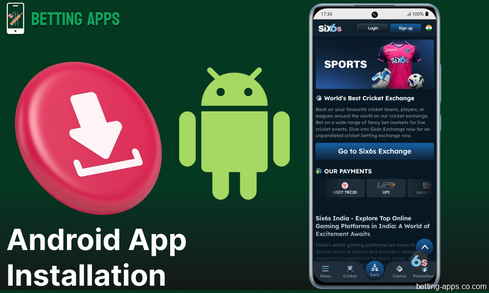 Guide on installing the Six6s app on Android for bettors from India