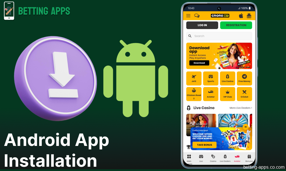 Guide on installing the CroreBet app on Android for bettors from India