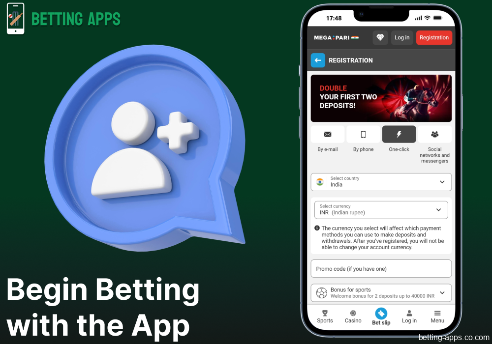 Instructions on Megapari app registration for bettors from India