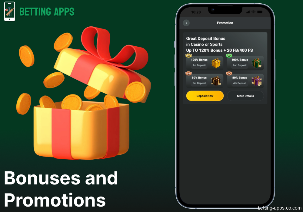 Bonuses and promortions available in the JB Casino app in India