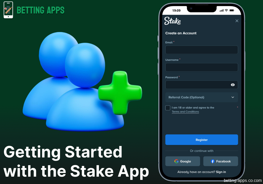 Instructions on Stake app registration for bettors from India