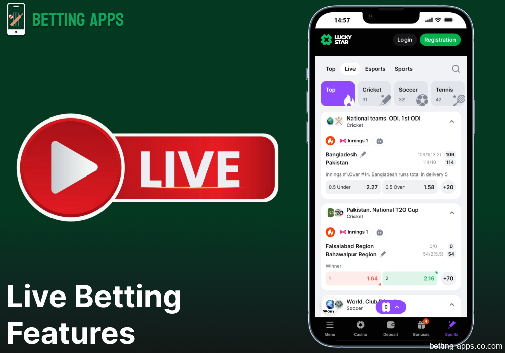 Live betting options available on Lucky Star app in India