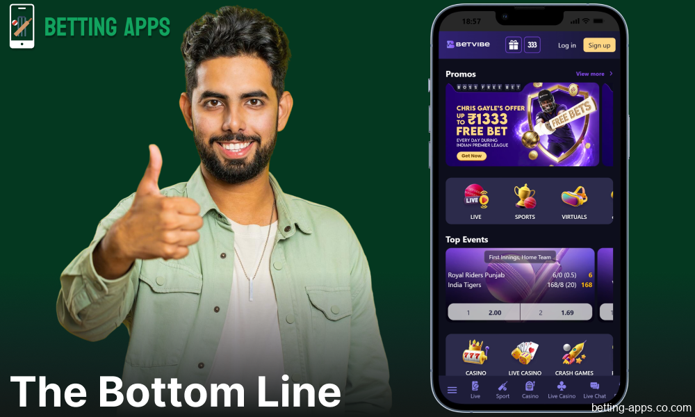 Conclusion on the Betvibe betting app for bettors from India