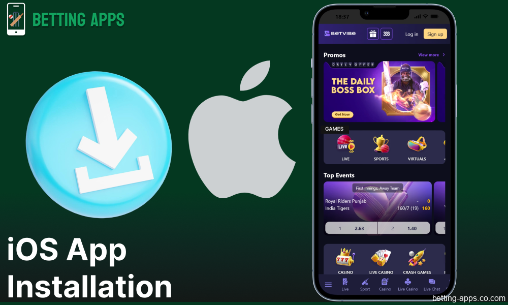 Guide on installing the Betvibe app on iOS for bettors from India